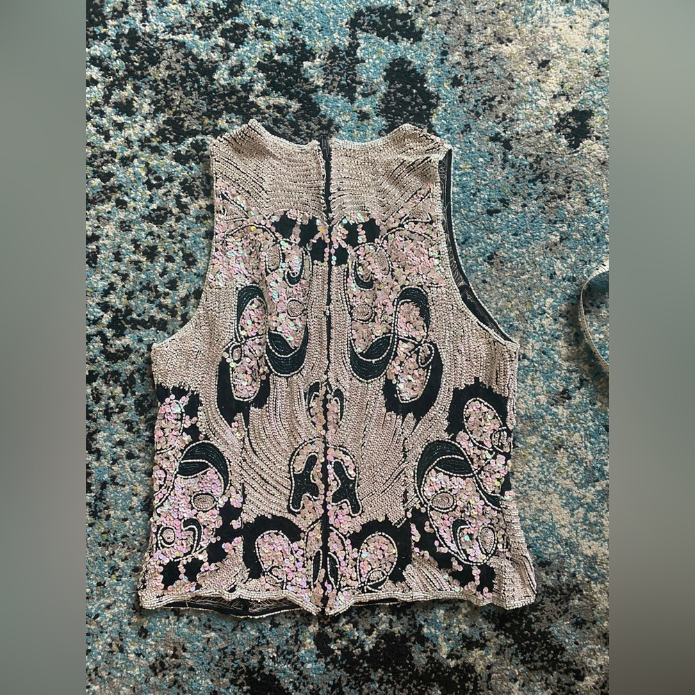 Hand-Beaded Silk Tank Top - Picture 5 of 6